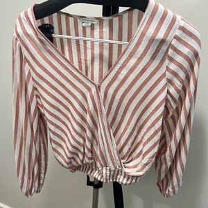 American eagle pink and white pin stripe blouse